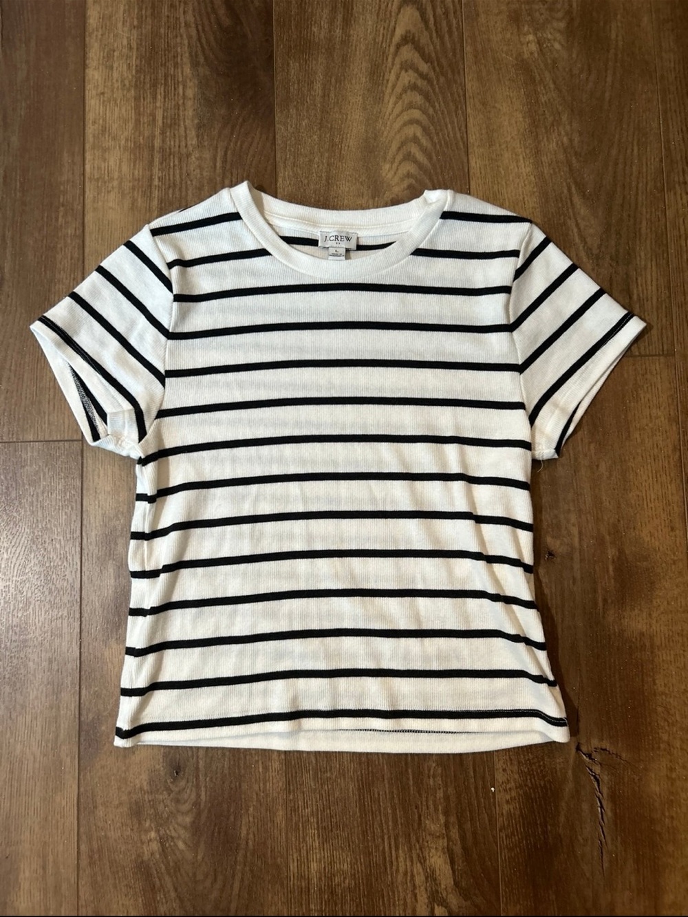 J. Crew Women’s White & Black Striped Tee